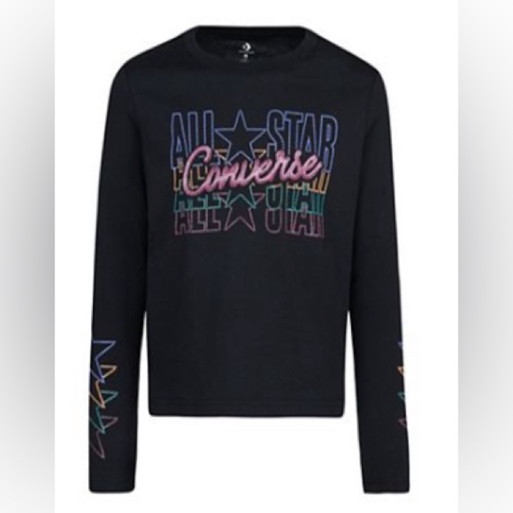 Girls Converse Rhinestone Long Sleeve Graphic Tee L (12-13)